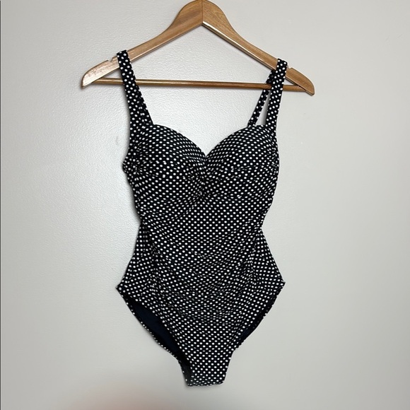 Niptuck Multi Fit Cup One Piece Swimsuit Black White Polka Dot Size 8 - Picture 2 of 16